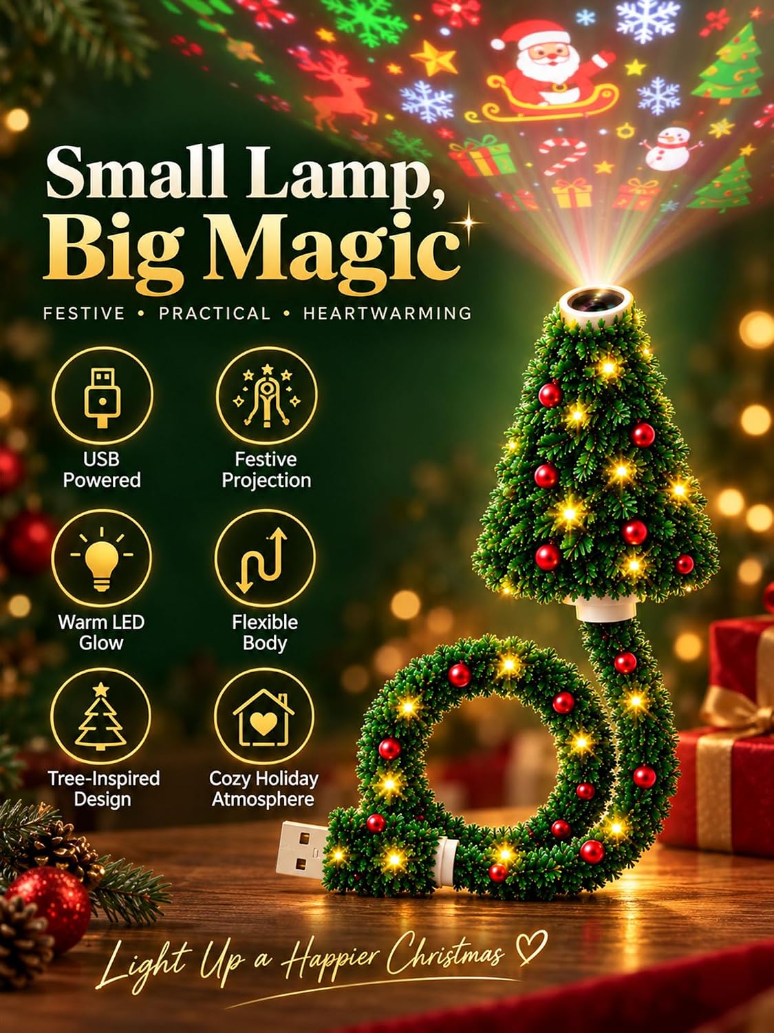 USB Christmas Tree Projector – HD LED With 6 Scenes